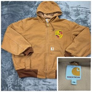 Carhartt J131BRN USA Porsche Patch Thermal Lined Duck Jacket Brown Mens 2XL